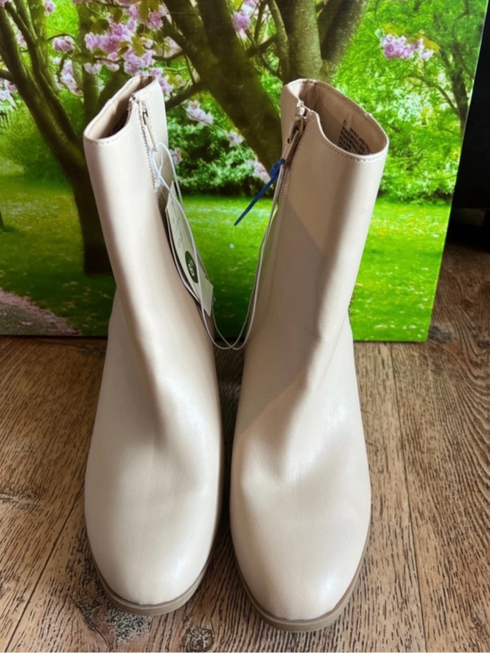 a new day Cream Zip Ankle Boots